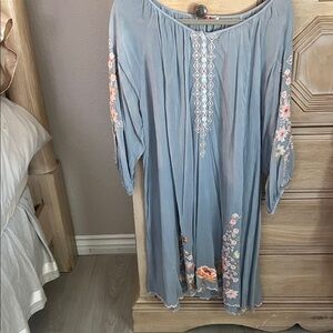 Johnny Was Light Blue Embroidered dress?